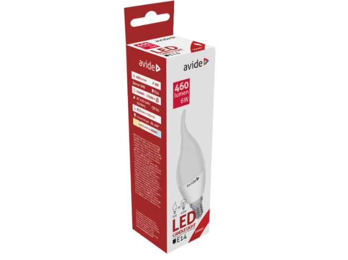 ABC14WW-6W-FL LED Gyertya Láng 6W E14 WW
