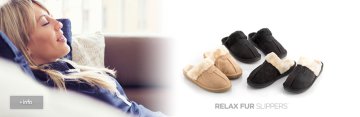 Relax Fur Pihentető Szőrmepapucs Fekete és Barna