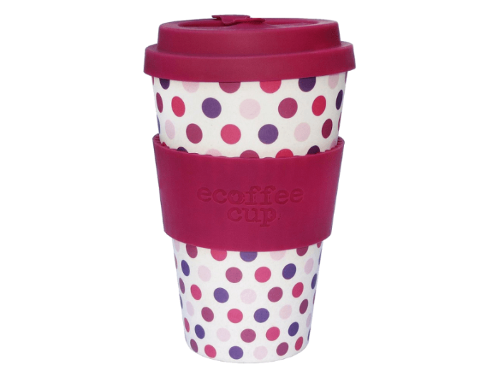 PINK POLKA kávéspohár fedővel, 400ml