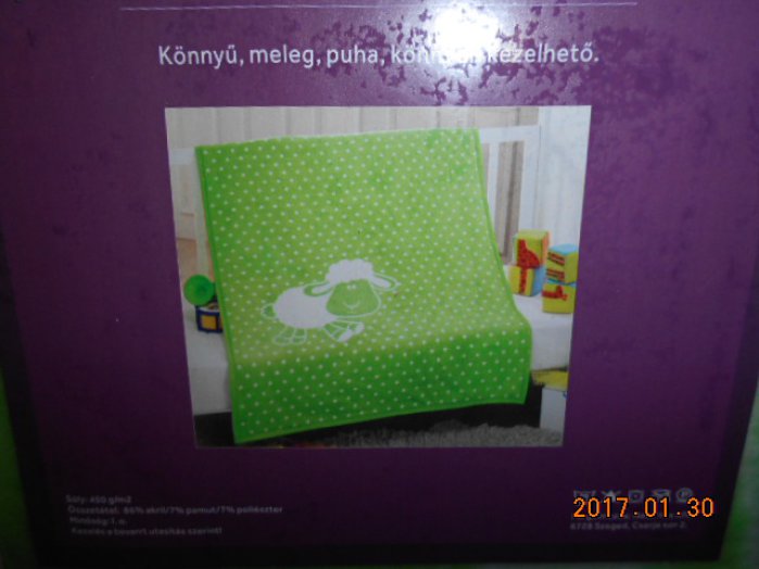 GYERMEK PLÉD ZÖLD PÖTTYÖS 90X120CM 100% AKRIL Outlet