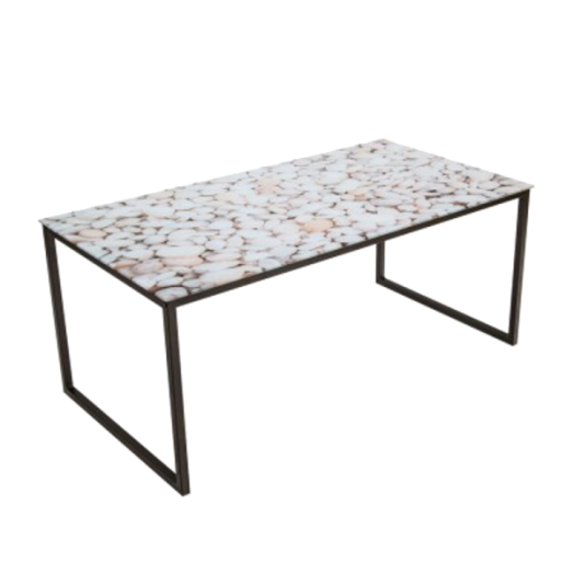 ÜVEGASZTAL FÉM LÁBBAL, KAVICS MINTA (NAGY) 105X55X45CM Outlet
