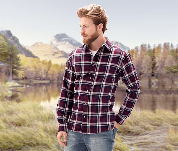 Férfi flaneling, kockás, piros