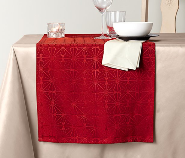 Jacquard asztali futó, piros