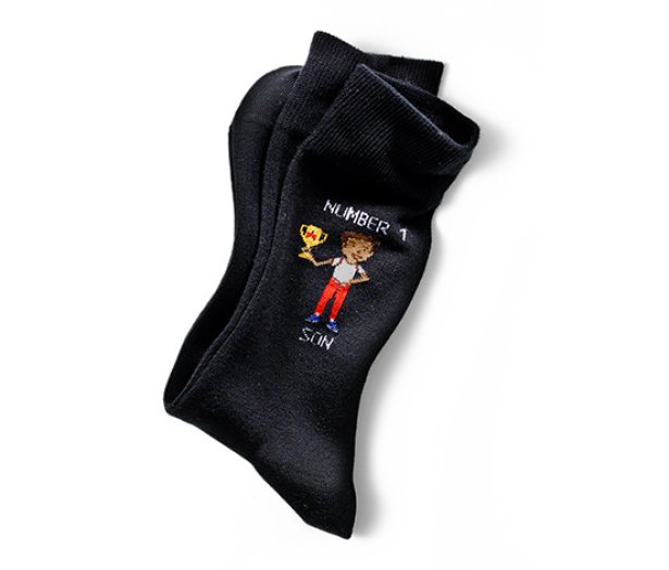 Férfi zokni kötött mintával, »Number 1 Son«
