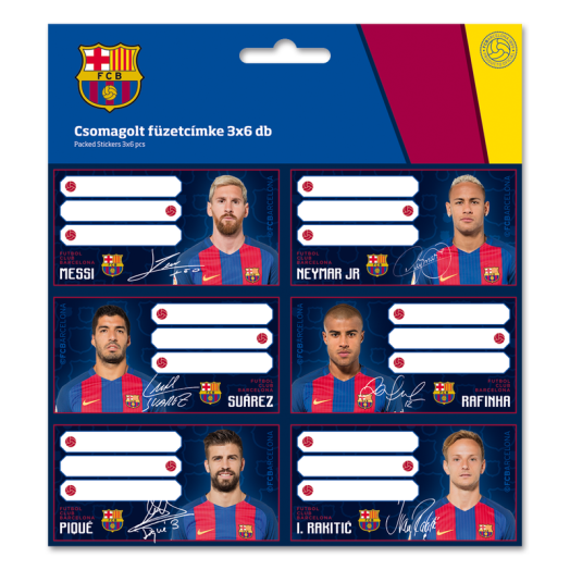 Barcelona csomagolt füzetcímke (3x6 db)