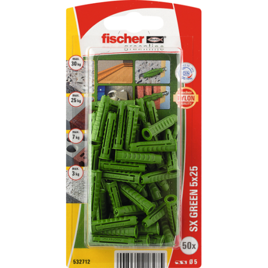 DŰBEL 5X25MM 50 DB "SX GREEN" FISCHER