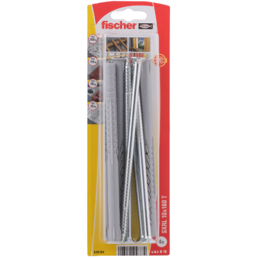 RÖGZÍTŐDŰBEL 10X160MM 4DB CSAVARRAL "SXRL" FISCHER