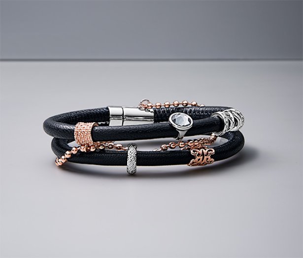 Bőr karkötő Swarovski® kristályokkal