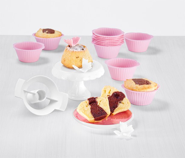 12 muffinsütő forma szettben, szilikon