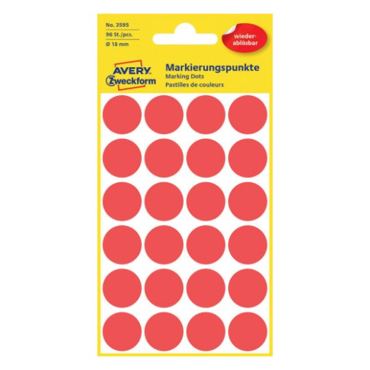 Avery visszaszedhető jelölőpont 18 mm 96 db