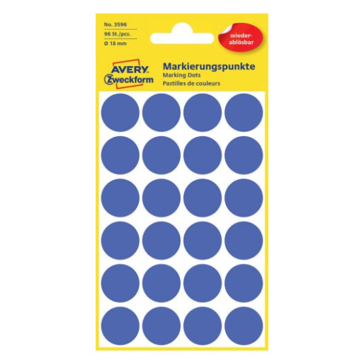 Avery visszaszedhető jelölőpont 18 mm 96 db