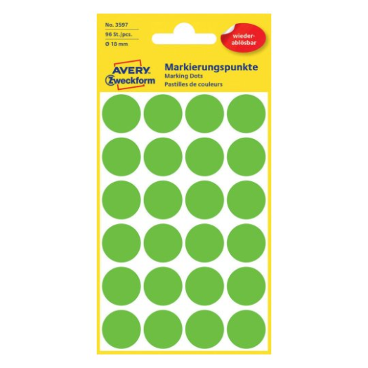 Avery visszaszedhető jelölőpont 18 mm 96 db