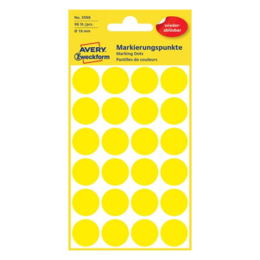 Avery visszaszedhető jelölőpont 18 mm 96 db