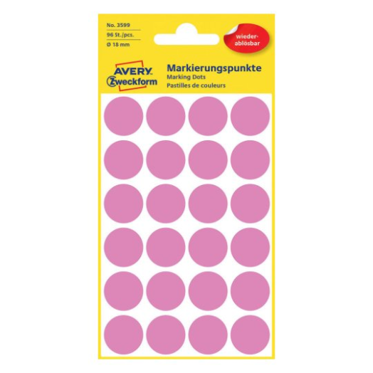 Avery visszaszedhető jelölőpont 18 mm 96 db