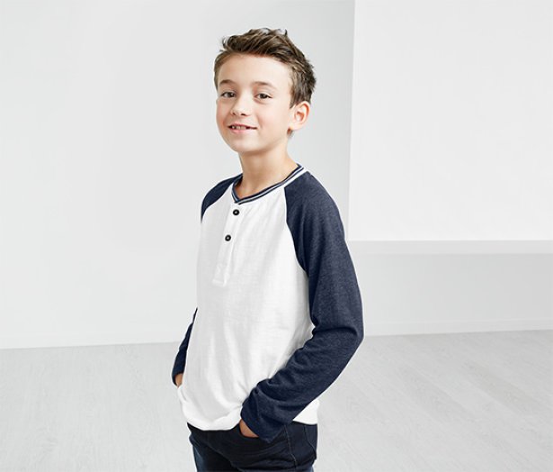 Fiú hosszú ujjú henley felső, kék