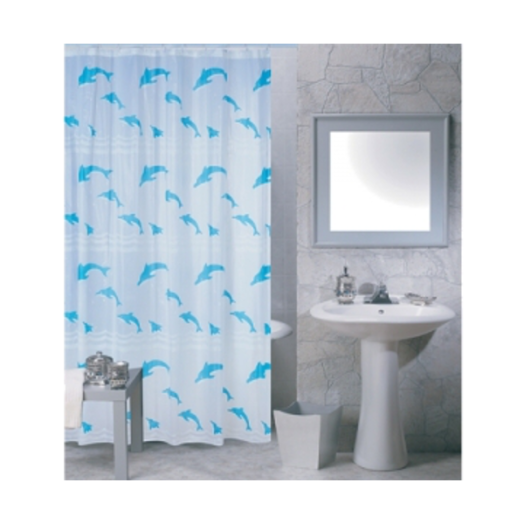 ZUHANYFÜGGÖNY PVA, 180X200 CM DOLPHINS, KARIKÁVAL