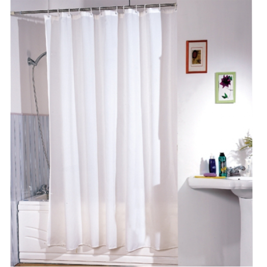 ZUHANYFÜGGÖNY POLYESTER, 180X200 CM WHITE, KARIKÁVAL