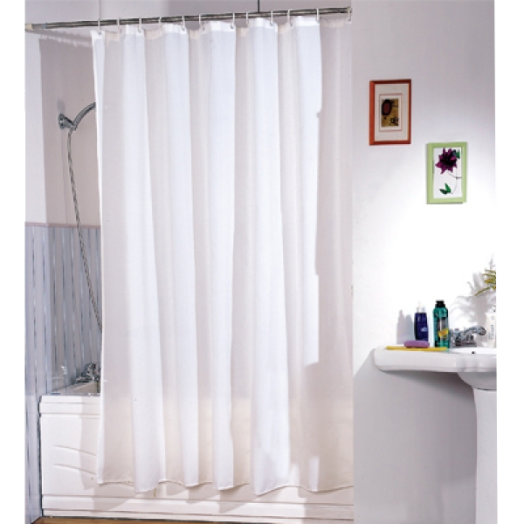 ZUHANYFÜGGÖNY POLYESTER, 120X200 CM WHITE, KARIKÁVAL