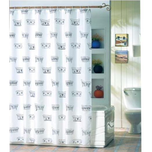 ZUHANYFÜGGÖNY POLYESTER, 180X200 CM BATH, KARIKÁVAL