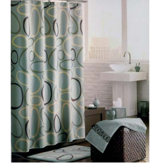 ZUHANYFÜGGÖNY POLYESTER, 180X200 CM OVALS, KARIKÁVAL