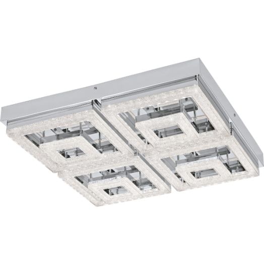 FRADELO LED MENNY.L 48W 5000LM 52X52X6CM ACÉL/MŰA/KRISTÁLY