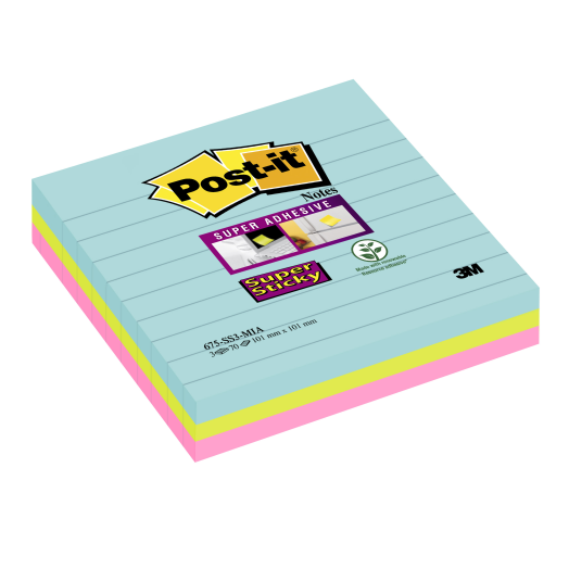 Post-it Super Sticky vonalas tömb Miami 101x101 mm 3 db/cs.