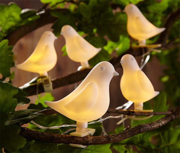 Napelemes led-es égősor, madarak, 5 db