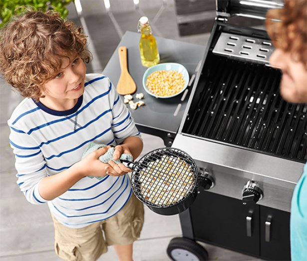 Pattogatott kukorica-készítő grilledény