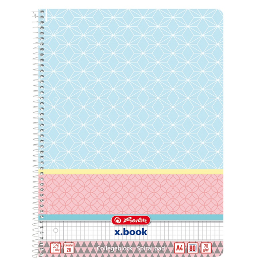 Herlitz spirálfüzet A4 kockás 80lap Graphic Pastel perforált