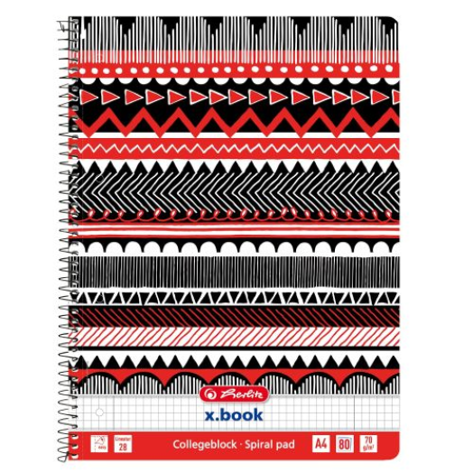 Herlitz spirálfüzet A4 kockás 80lap Black&Wow perforált
