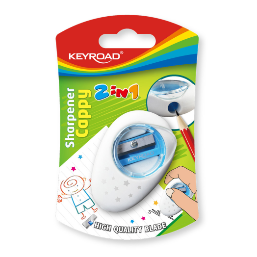 Keyroad Cappy hegyező radírral 2 lyukú vegyes BL