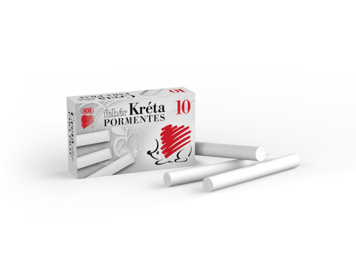 Ico Student fehér táblakréta pormentes kerek 10db