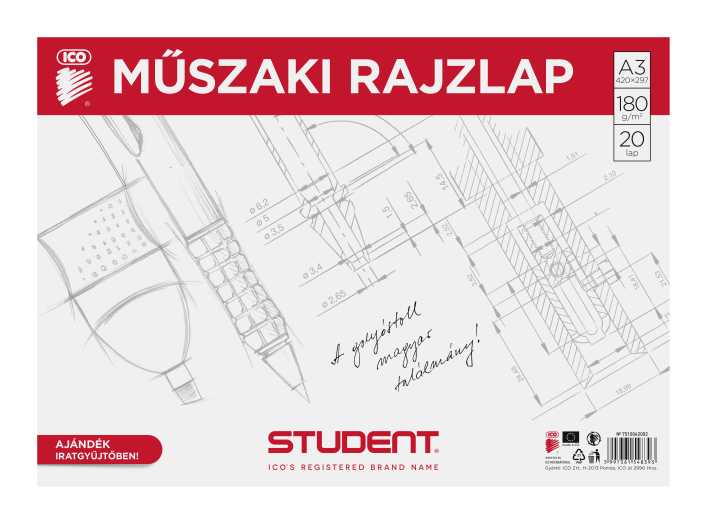 Ico Student műszaki rajzlap A3 20 lap