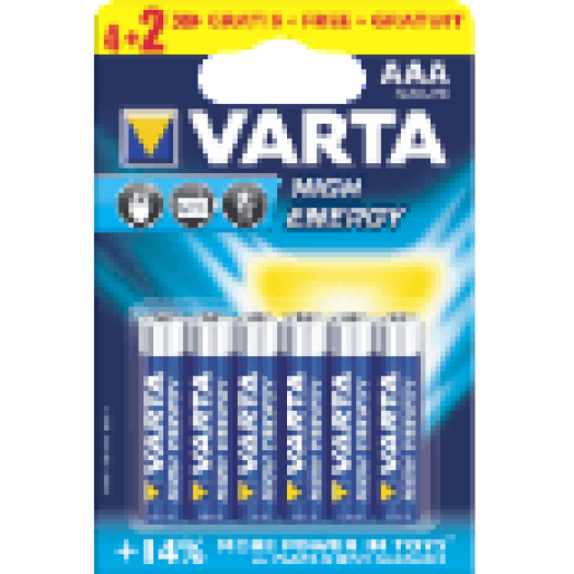 High Energy alkáli mangán mikroceruza elem (6xAAA)