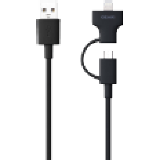 fekete USB Lightning és Micro USB kábel (OT225BK)