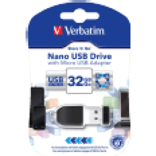 Nano 32 GB USB 2.0 pendrive + microUSB adapter