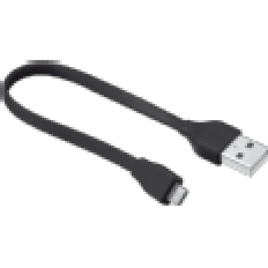 Flat micro-USB fekete töltő/adatkábel 20cm (20139)