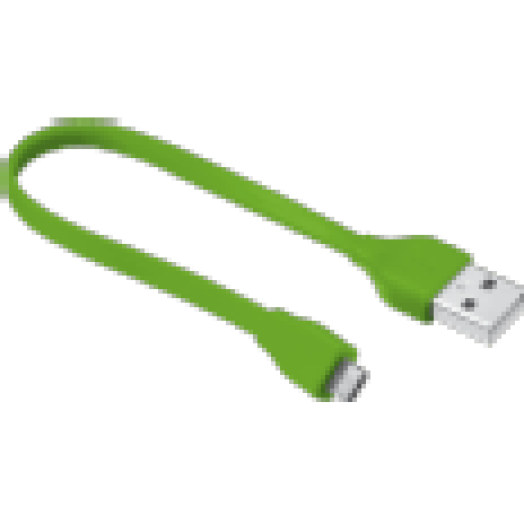 Flat micro-USB zöld töltő/adatkábel 20cm (20142)