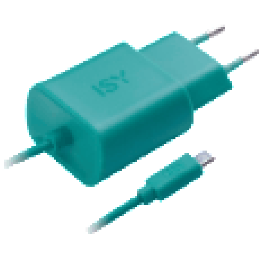 ISY IWC 3000 Micros USB fali töltő kábellel, zöld
