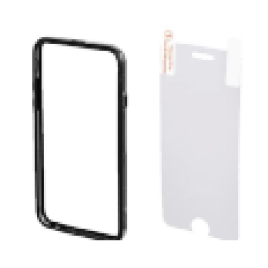 iPhone 6 képernyővédő fólia + fekete műanyag tok