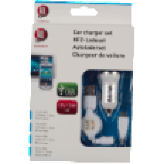 Töltő készlet micro USB szivargyújtó csatlakozóval 12/24V, 1A, csévélhető kábel, kábelhossz: 80cm
