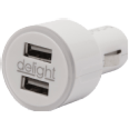 55028WH Autós szivargyújtó adapter 2 USB aljzattal, fehér