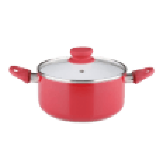 YON 10212 kerámia bevonatos lábas + fedő 22 cm, piros