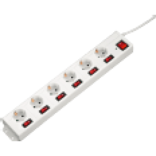 137239 Hálózati elosztó, 6-os, xl, külön kapcsolható 6+1, fehér