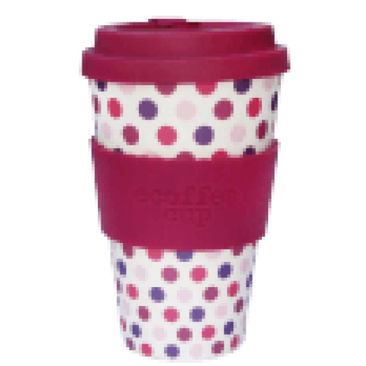 PINK POLKA kávéspohár fedővel, 400ml