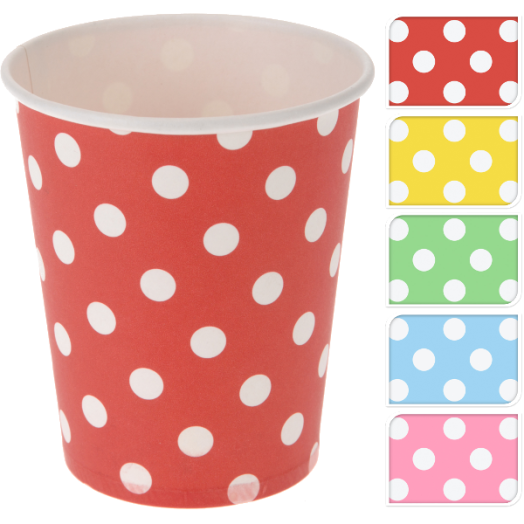 PÖTTYÖS PAPÍR POHÁR, 10DB/SZETT, 250ML, 5 FÉLE MODELL