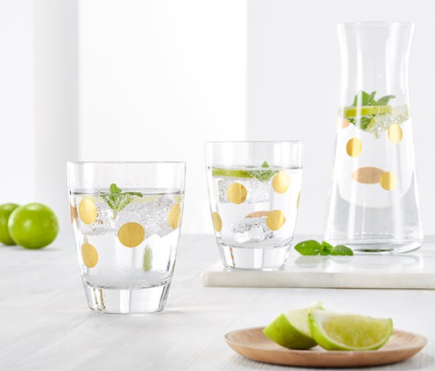 2 pohár arany pöttyökkel szettben, 360 ml