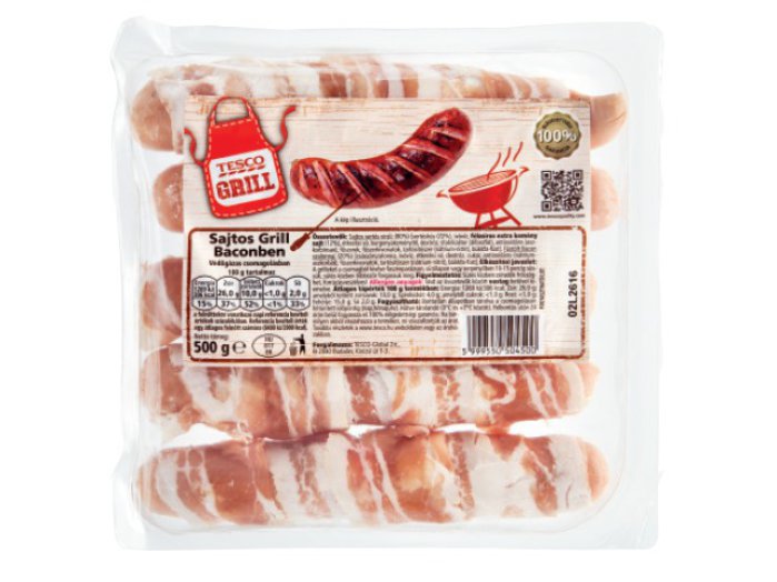 Tesco sajtos grill baconben