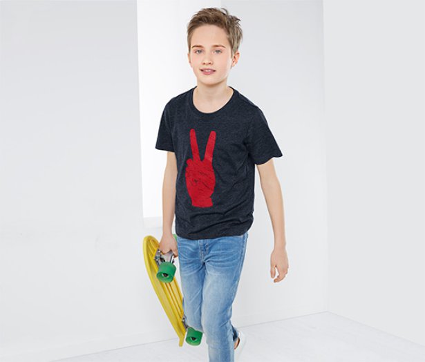 Fiú póló, szürke, nyomott mintás