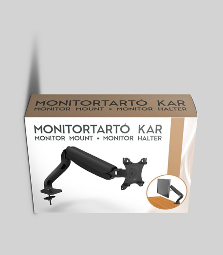 Monitortartó kar fekete forgatható, állítható magasság